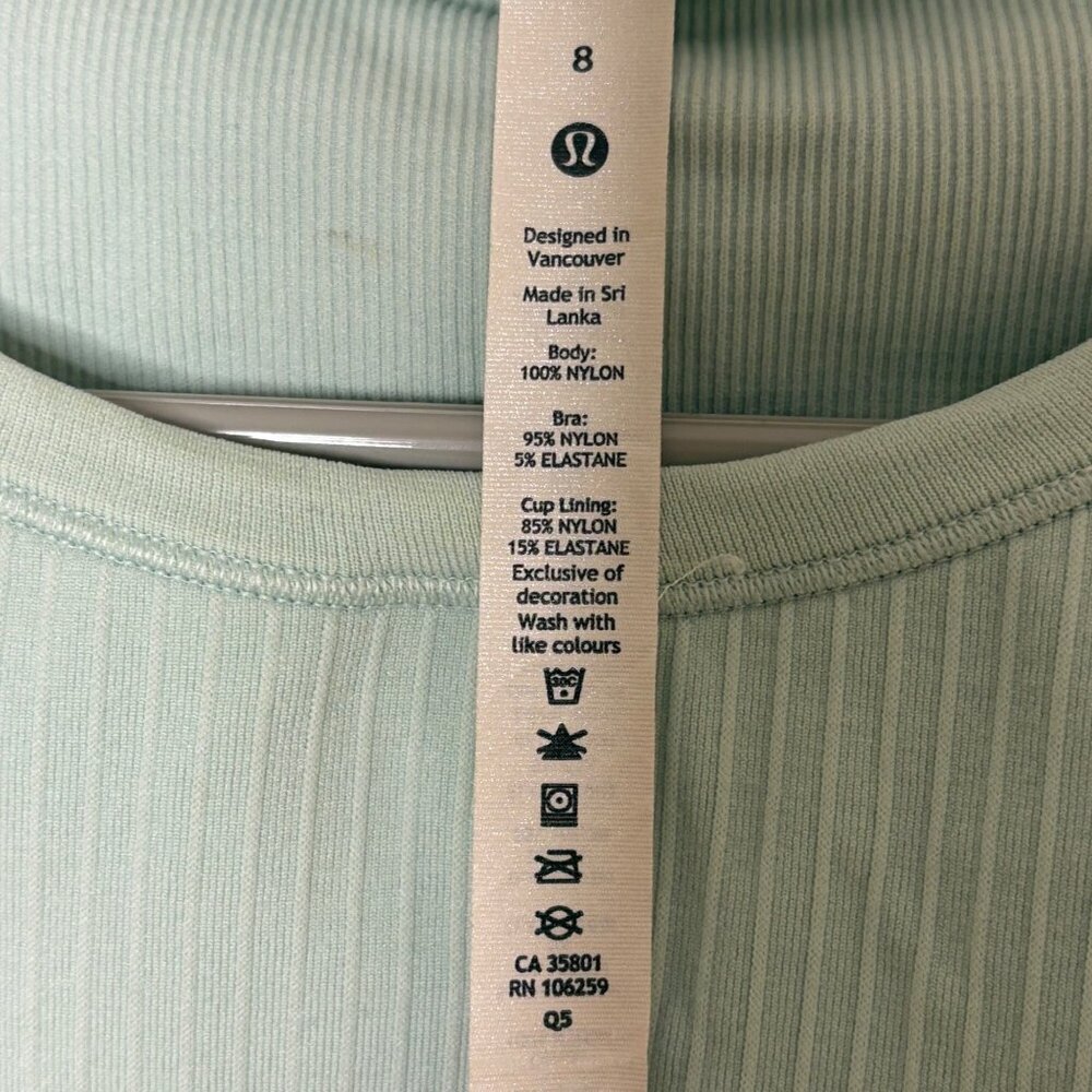 Lululemon Ebb to Street Long Sleeve Shirt Sz 8 Padded Crop Top Delicate Mint - Picture 8 of 9